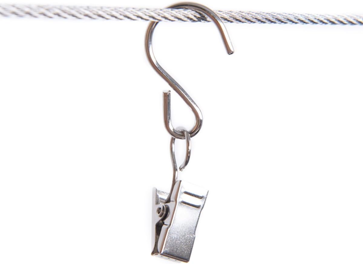 RONYOUNG Stainless Steel S Hooks - 50PCS Durable Curtain Clips for Hanging Lights & Decorations | 2.4 Inch Silver