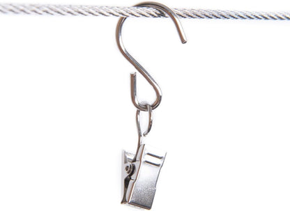 RONYOUNG Stainless Steel S Hooks - 50PCS Durable Curtain Clips for Hanging Lights & Decorations | 2.4 Inch Silver