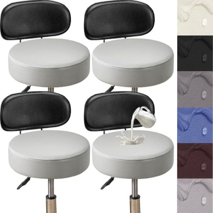 Waterproof PU Round Bar Stool Covers 4-Pack Light Gray - Stretch Fit