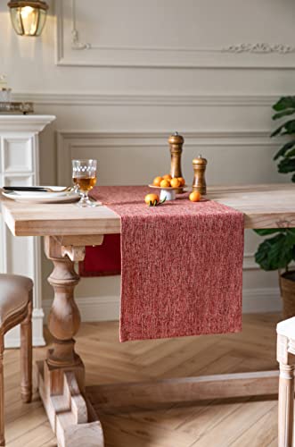 Farmhouse Burlap Style Table Runner 14x36 Inches Red - Rustic Decor