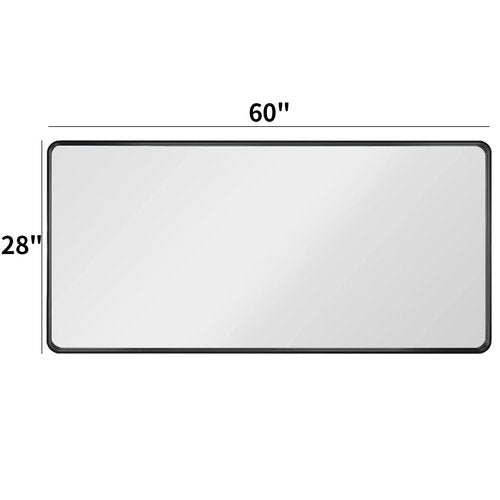 LOAAO 60X28 Inch Black Metal Framed Bathroom Mirror for Wall, Matte Black Bathroom Vanity Mirror Farmhouse, Large Rounded Rectangle Mirror, Anti-Rust, Tempered Glass, Hangs Horizontally or Vertically