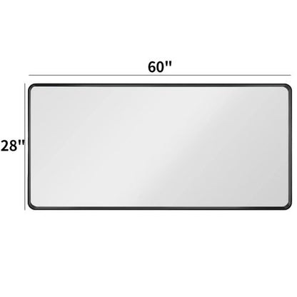 LOAAO 60X28 Inch Black Metal Framed Bathroom Mirror for Wall, Matte Black Bathroom Vanity Mirror Farmhouse, Large Rounded Rectangle Mirror, Anti-Rust, Tempered Glass, Hangs Horizontally or Vertically