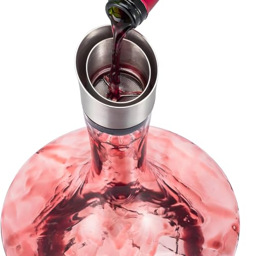 Stainless Steel Wine Aerator Pourer with Sediment Strainer - Universal Fits Decanters
