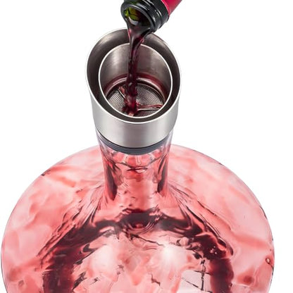 Stainless Steel Wine Aerator Pourer with Sediment Strainer - Universal Fits Decanters
