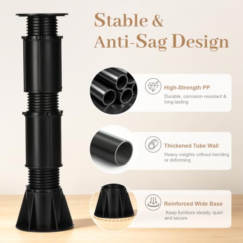 Adjustable Bed Support Legs 2 Pcs 6-15.5 Inch Heavy Duty Bed Frame Replacement