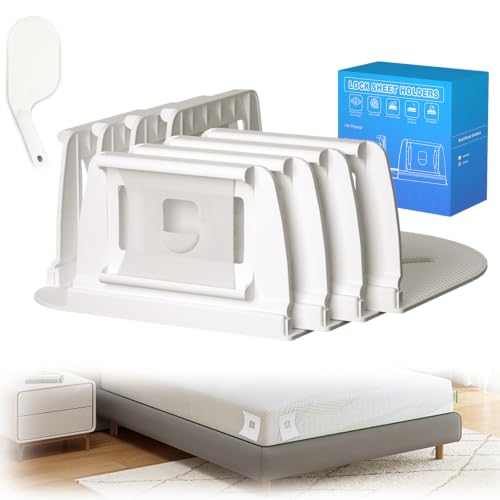 Bed Sheet Clips for Corners - Snap-Lock Mattress Grippers (4 Pack)