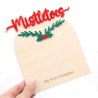 First Christmas Footprint Keepsake Sign - Wooden Nursery Milestone Decor
