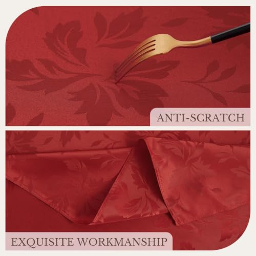 Romanstile Flower Red Jacquard Rectangle Tablecloth 52 x 70 Inch