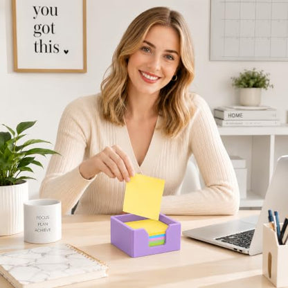 Purple 3D Printed Sticky Note Holder for 3x3 Notes Desk Organizer