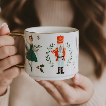Nutcracker Coffee Mug 14oz Christmas Mug with Gold Handle - Holiday Winter Cup - Variation of THIS listing
