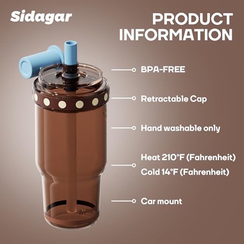 22 oz Brown Aesthetic Tritan Water Bottle with Straw Lid & Charm