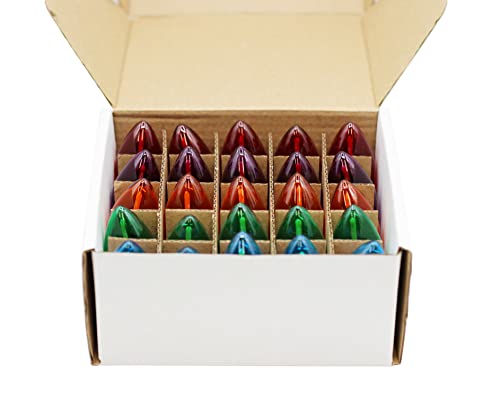 Creative Hobbies Transparent Box of 25 Colored Light Bulbs - Blinking C7 Candelabra Base