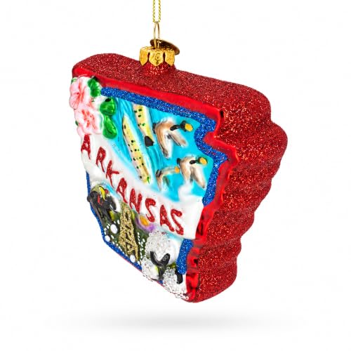 Arkansas State Symbols Glass Christmas Ornament - Handcrafted Holiday Decor
