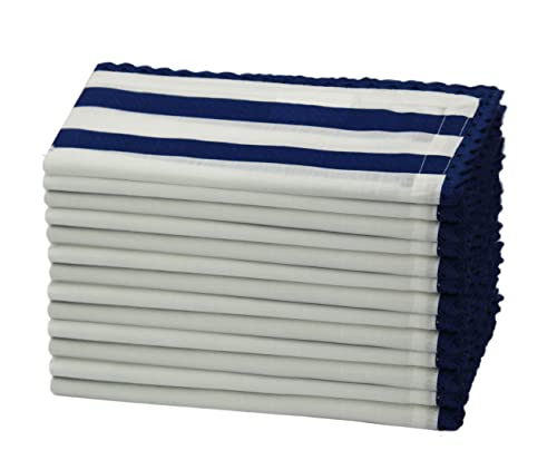 Blue Lace Cloth Napkins Set of 12 - 18x18 Inch Cotton Dinner Napkins