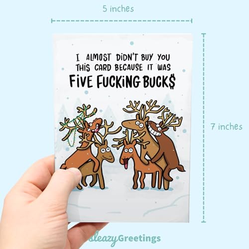 Funny Christmas Card for Adults - Hilarious Holiday Greeting with Reindeer - Inappropriate Holiday Card for Men or Women