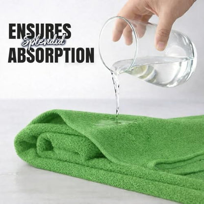 Fingertip Hand Towel Set - Bright Green, 11x18 Inches, 4 Pack, Soft Cotton