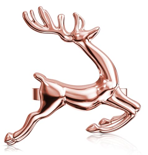 Rose Gold Reindeer Napkin Rings Set of 8 for Christmas Table Decor - Elegant Holiday Party Supplies