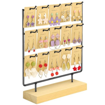 Jewelry Display Stand with 3 Tiers and 15 Hooks - Black