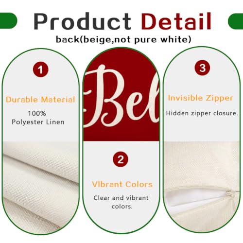 Christmas Believe Pillow Cover 18x18 Red Holiday Decor - Pack of 1