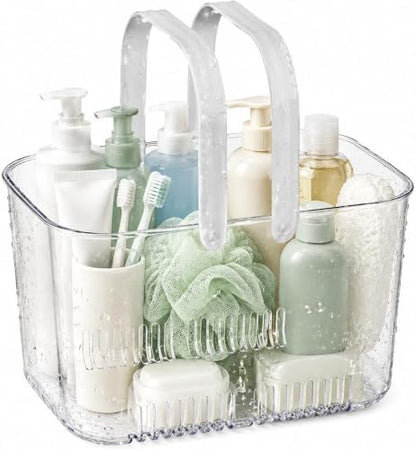 Portable Clear Plastic Shower Caddy with Handle and Ventilation Holes