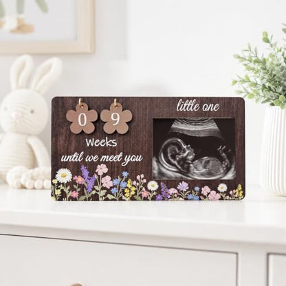Sonogram Picture Frame with Baby Countdown Weeks - White - Baby Keepsake