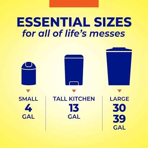 Hefty Essentials Drawstring 13 Gallon Kitchen Trash Bags, 45 Count, Tall Unscented Trash Bags for Kitchens, Home Offices, or Laundry Rooms, Easy to Tie, Lift, and Carry, White