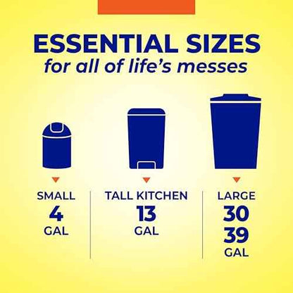 Hefty Essentials Drawstring 13 Gallon Kitchen Trash Bags, 45 Count, Tall Unscented Trash Bags for Kitchens, Home Offices, or Laundry Rooms, Easy to Tie, Lift, and Carry, White