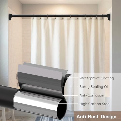 Extra Long Tension Curtain Rod 39-173 Inch No Drilling Black - Heavy Duty Support