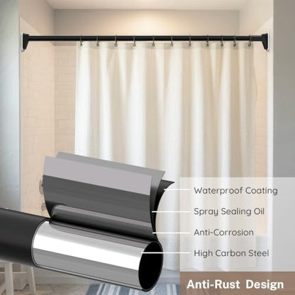 Extra Long Tension Curtain Rod 39-173 Inch No Drilling Black - Heavy Duty Support