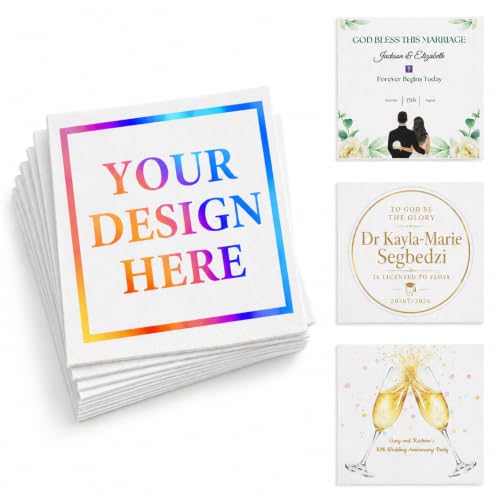 Personalized Cocktail Napkins - Custom Logo & Text Bulk Pack for Party Wedding