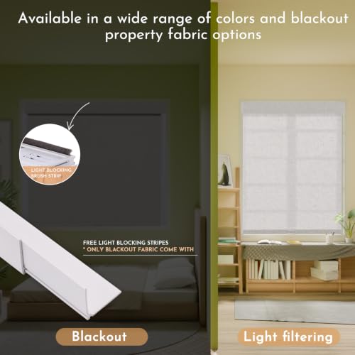 Persilux No Drill Light Filtering Roller Shades - Custom Size Light Brown - Inside Mount Only