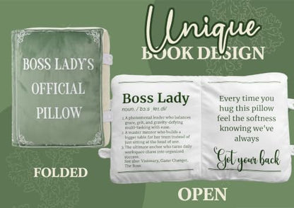 Boss Lady Book Shape Pillow - Gift for Boss Day and Christmas
