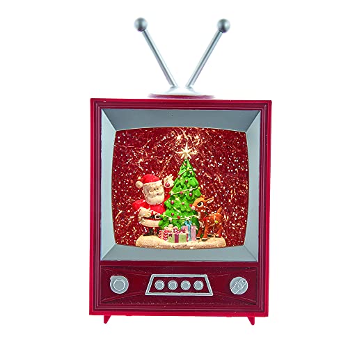 Battery-Operated Rudolph and Santa Musical TV Water Lantern - Holiday Decor