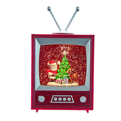 Battery-Operated Rudolph and Santa Musical TV Water Lantern - Holiday Decor