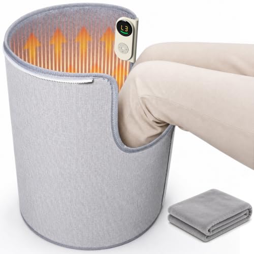 Voltiefy Grey Under Desk Heater with Blanket - Silent, Energy Efficient Foot & Leg Warmer