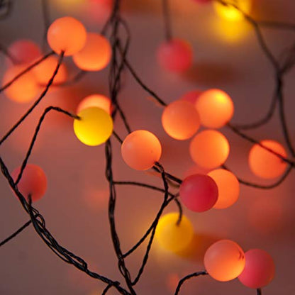 QBIS Premium LED Cluster Lights. Christmas Garland Fairy Lights. Red, Orange and Yellow. These Berry Cluster Lights are Perfect as Halloween Lights (120 LED Plug in)