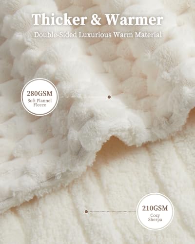 Garvee Electric Heated Throw Blanket 50x60 Sherpa Flannel Beige