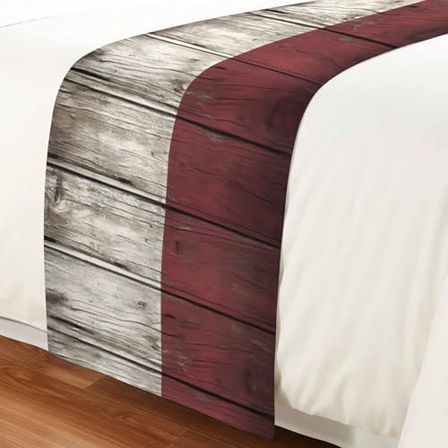 Twin Bed Runner with Western Texas Stars - Rustic Decorative Bed Scarf, 71x20in