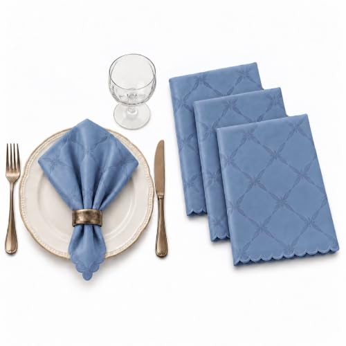 Round Blue Holiday Ribbons and Bows Tablecloth 70 Inch - Damask Fabric