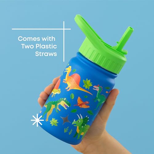 JoyJolt Kids Water Bottle with Straw Lid, 12oz Small Stainless Steel Reusable Tumbler for Toddlers, Girls, Boys, or Teen, Vacuum Insulated Water Bottle for School, Travel, and Outdoors, Leakproof