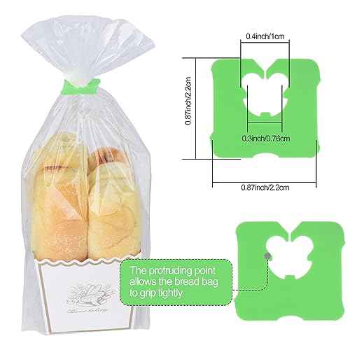 100 Pcs Reusable Plastic Bread Clips - Keep Your Food Fresh with 7/8 x 7/8 inches Food Bag Clips (Green)