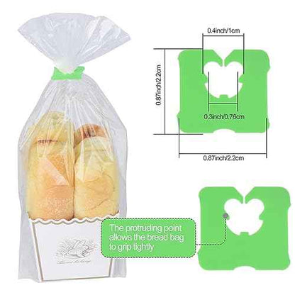 100 Pcs Reusable Plastic Bread Clips - Keep Your Food Fresh with 7/8 x 7/8 inches Food Bag Clips (Green)
