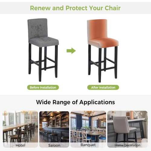 Rust Orange Ombre Bar Stool Covers Set of 2 - Stretch Counter & Pub Chairs