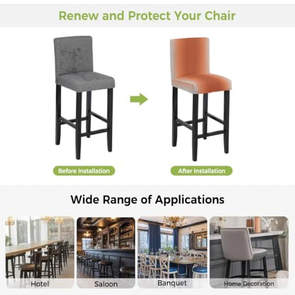 Rust Orange Ombre Bar Stool Covers Set of 2 - Stretch Counter & Pub Chairs