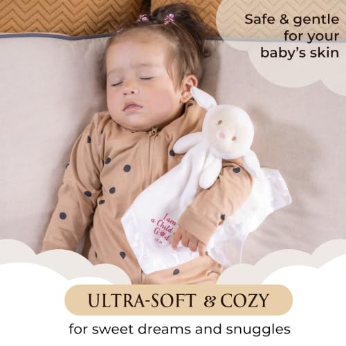 Christian Baby Lamb Lovey Blanket with Bible Verse - Baby Girl Dedication Gift
