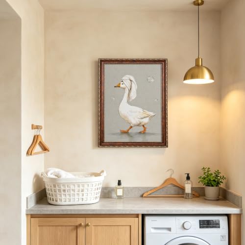 Black Cat and Woman Bathtub Wall Decor Framed 8x10in Goose Variation