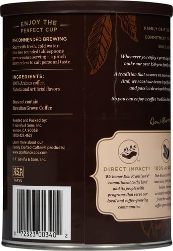 Don Francisco's Hawaiian Hazelnut Flavored Ground Coffee, 100% Arabica (12-ounce can)