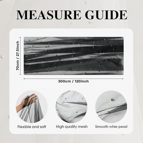 3-Pack 28x120 Inch Pearl Black Gauze Table Runners - Elegant Home Decor