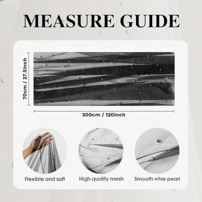 3-Pack 28x120 Inch Pearl Black Gauze Table Runners - Elegant Home Decor