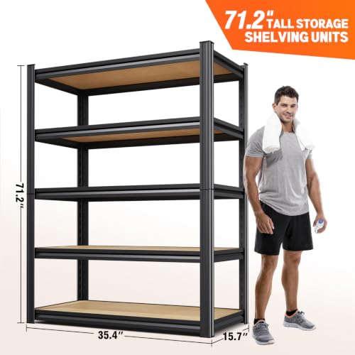 Heavy Duty 5-Tier Garage Shelving Unit - Adjustable Metal Storage Racks